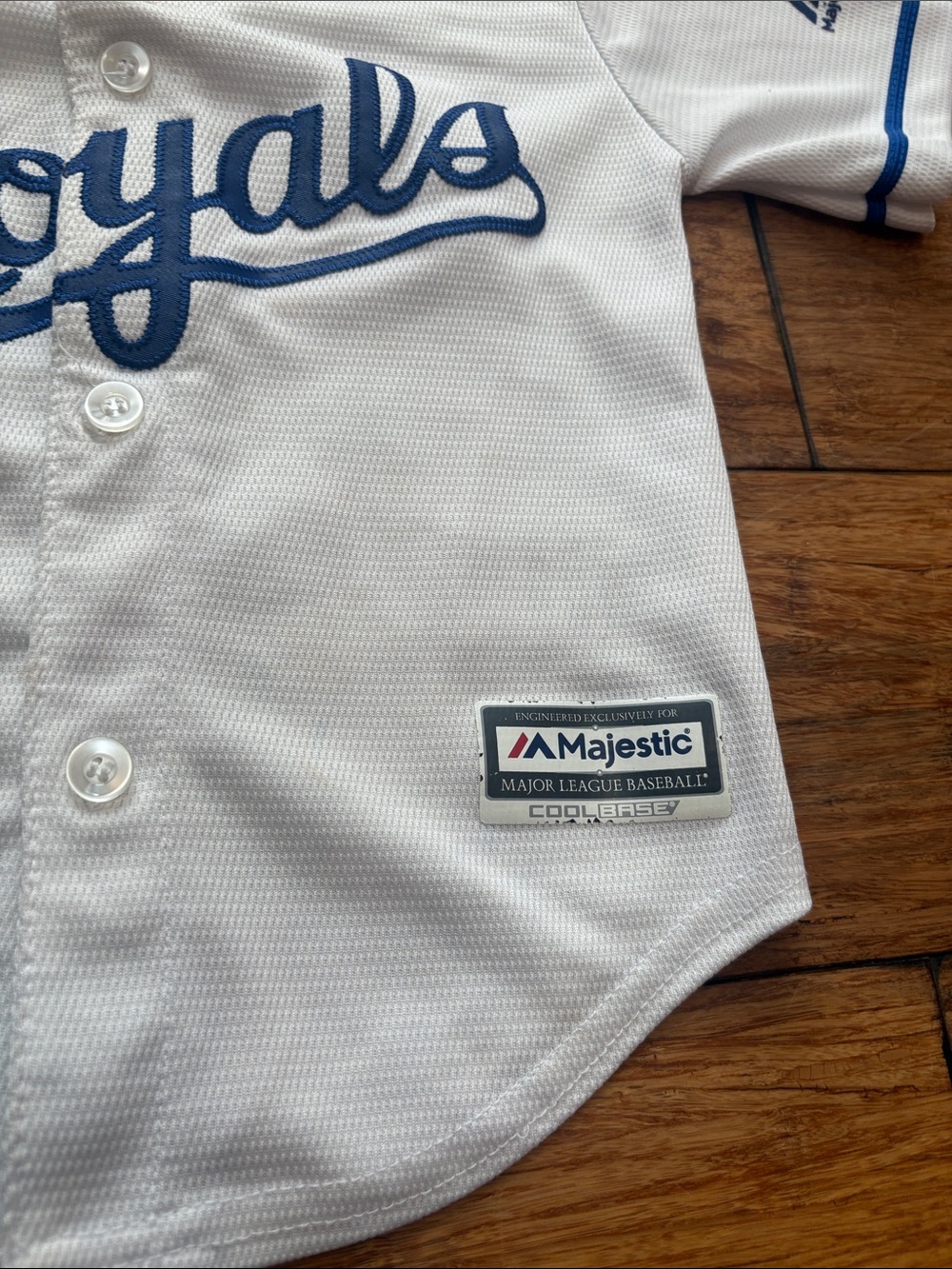 Toddler Majestic Kansas City Royals White Button Up Jersey 2T Spell out MLB - Picture 4 of 7